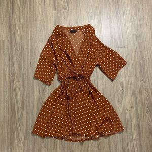 terracotta polka dot tea dress